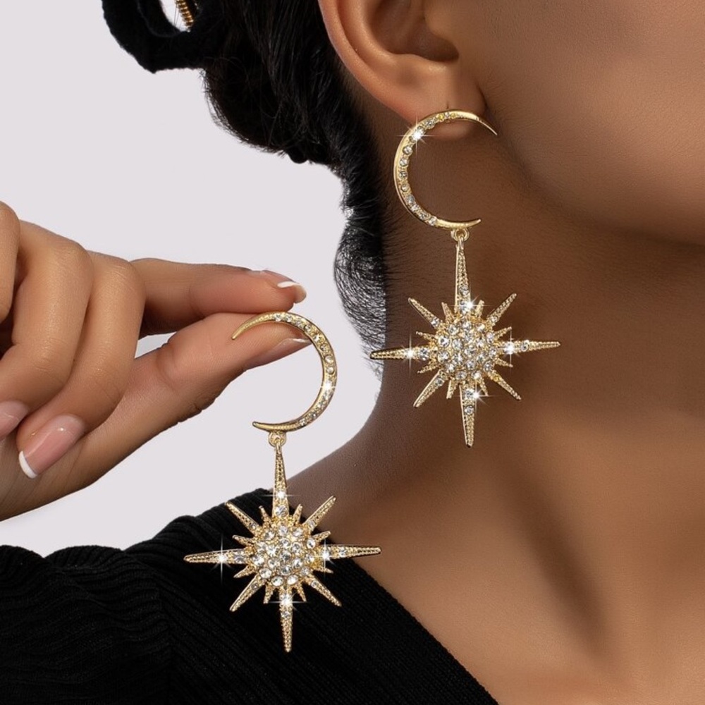 Star and Moon Earrings, Moon and Star Earrings, Moon and Sun Earrings
